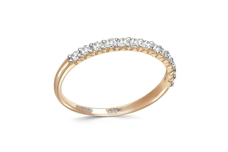 Кольцо Дорожка из красного золота с 13 бриллиантами