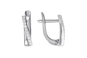 Серьги Дорожки из белого золота с 20 фианитами