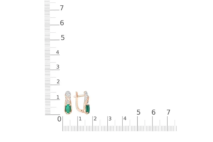 Серьги из красного золота с 2 агатами и 14 фианитами