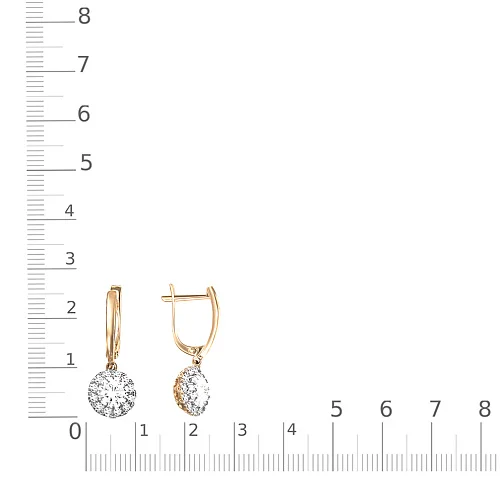 Серьги из жёлтого золота с 26 фианитами