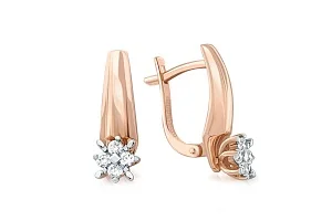 Серьги из красного золота с 8 фианитами