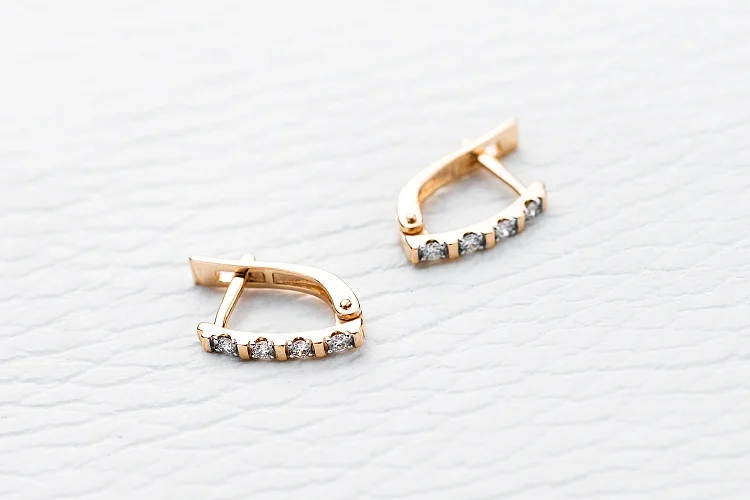 Серьги Дорожки из красного золота с 8 бриллиантами