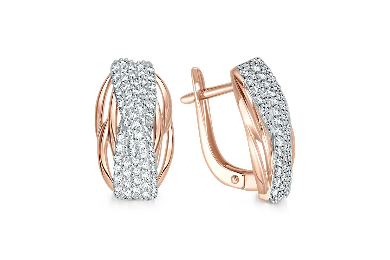 Серьги из красного золота с 126 фианитами