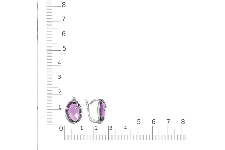 Серьги из белого золота с 2 аметистами