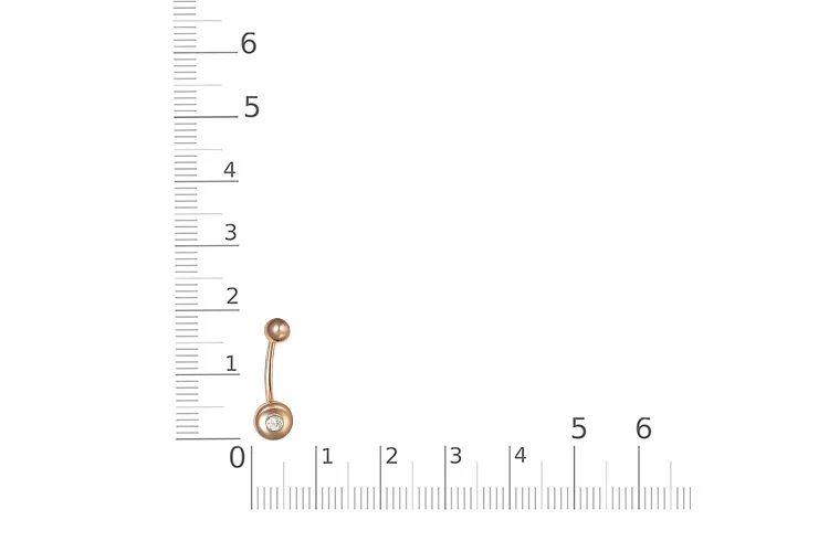 Пирсинг Круг из красного золота с фианитом
