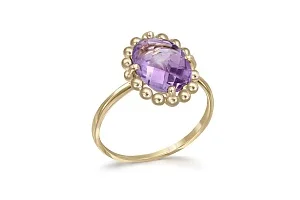 Кольцо из жёлтого золота с аметистом