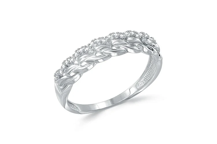 Кольцо из белого золота с 24 фианитами