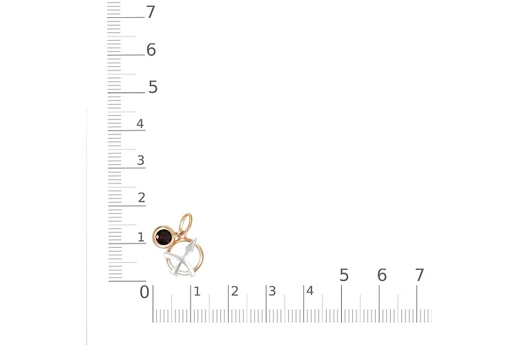 Подвеска Стрелец из красного золота с гранатом