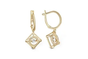 Серьги из жёлтого золота с 2 фианитами