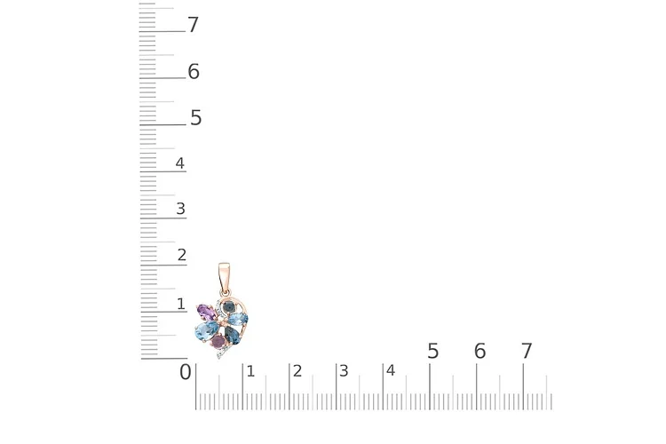 Подвеска из красного золота с топазами swiss, топазами лондон и фианитами