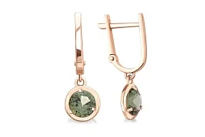 Серьги из красного золота с 2 фианитами