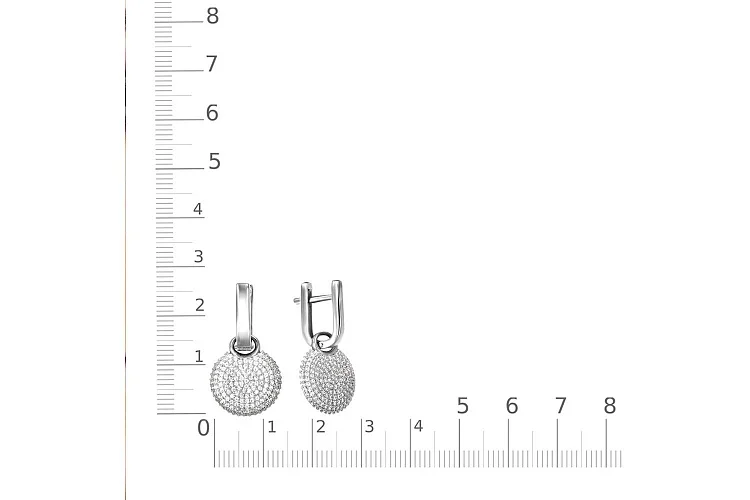 Серьги-трансформеры из белого золота с 304 фианитами