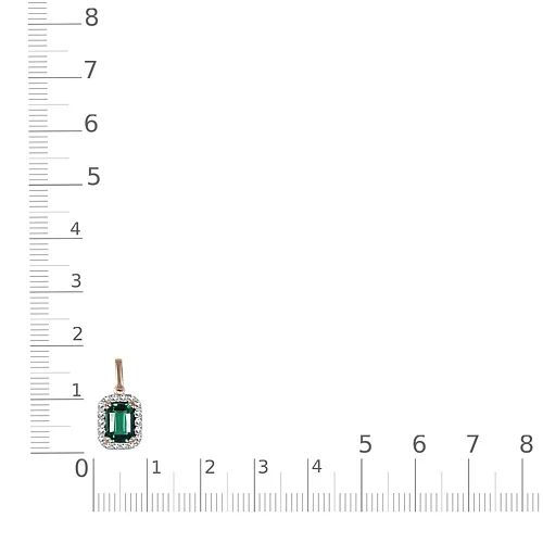 Подвеска из жёлтого золота с изумрудом и 18 фианитами