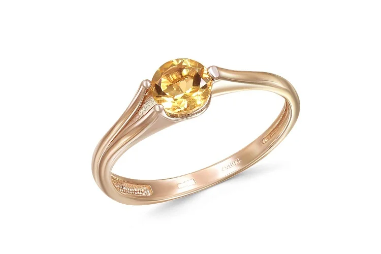 Кольцо из красного золота с цитрином