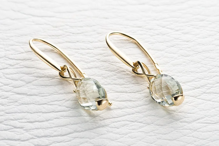 Серьги из жёлтого золота с 2 аметистами