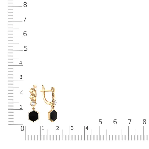 Серьги из жёлтого золота с 2 фианитами