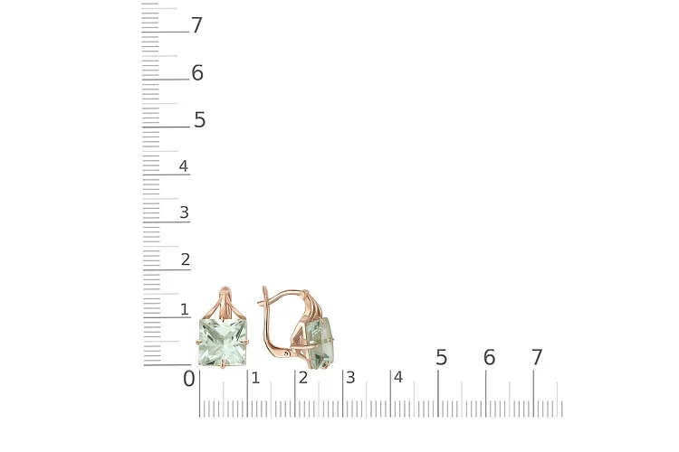 Серьги из жёлтого золота с 2 празиолитами