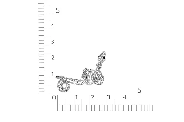 Подвеска Змея из белого золота с 9 фианитами