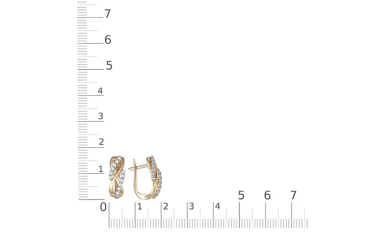 Серьги из жёлтого золота с 26 фианитами