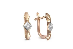 Серьги из красного золота с 2 бриллиантами