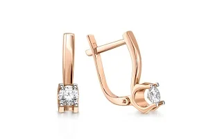 Серьги из красного золота с 2 фианитами