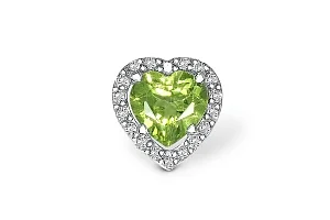 Подвеска Сердце из белого золота с хризолитом и 18 бриллиантами