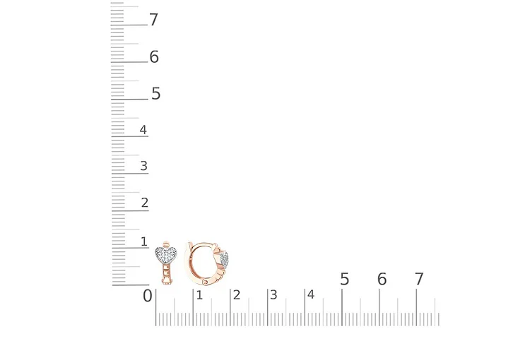 Серьги Сердца из красного золота с 30 фианитами
