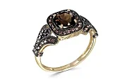 Кольцо из жёлтого золота с раухтопазом и 56 фианитами