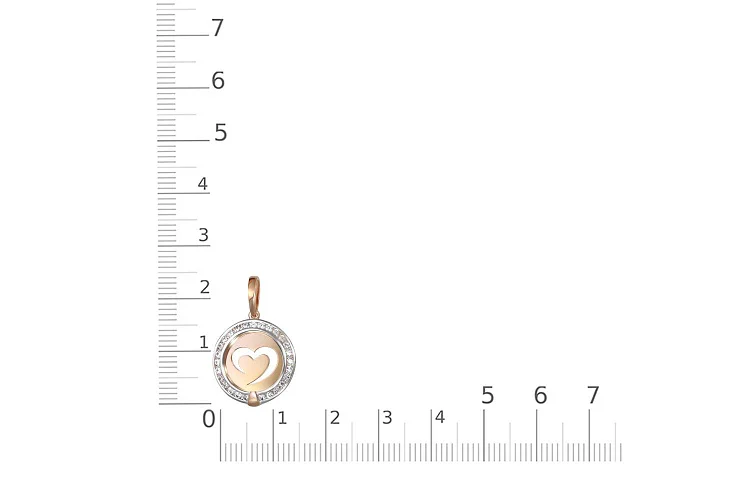 Подвеска Сердце из красного золота с 27 фианитами
