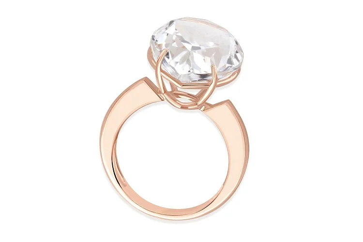 Кольцо из красного золота с горным хрусталём