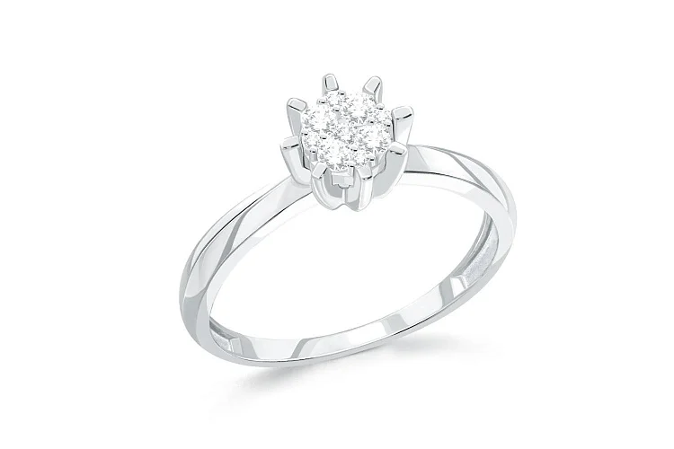 Кольцо Малинка из белого золота с 9 бриллиантами