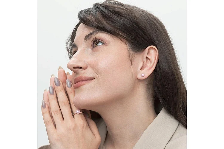 Серьги-пусеты из красного золота с 2 жемчужинами