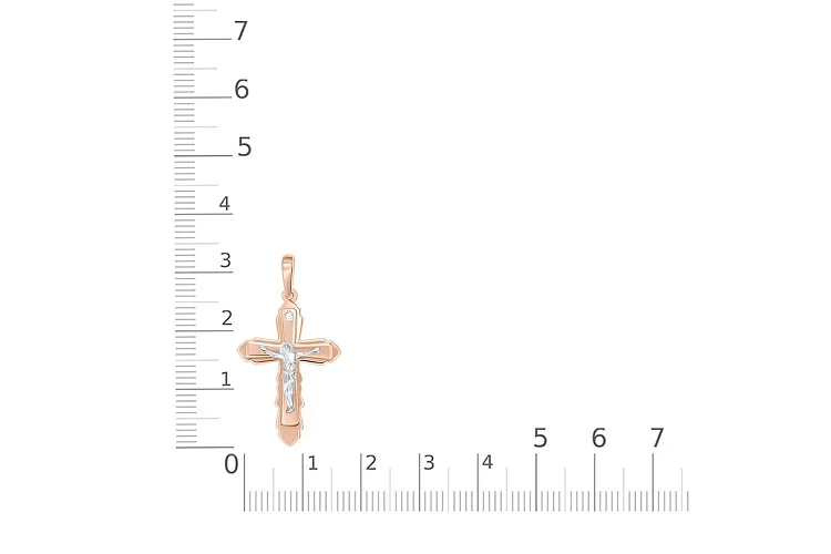 Крест из красного золота с бриллиантом