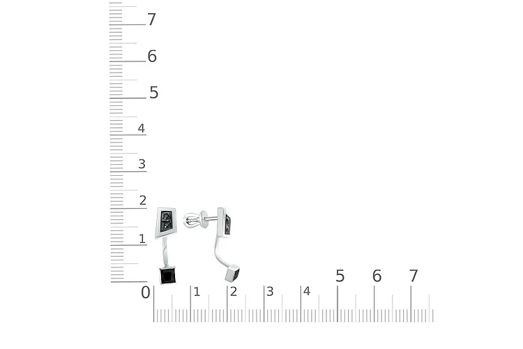 Серьги-пусеты из белого золота с 6 фианитами