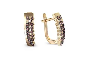 Серьги из жёлтого золота с 12 бриллиантами и 18 фианитами