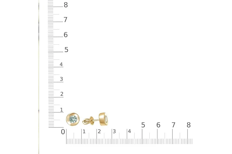 Серьги-пусеты из жёлтого золота с 2 аметистами