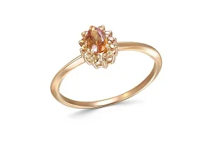 Кольцо из красного золота с спессартином и 12 сапфирами