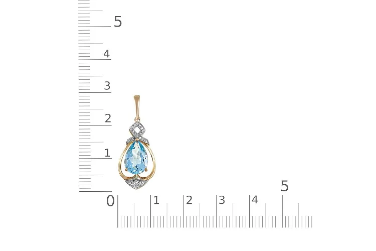 Подвеска из жёлтого золота с топазом sky и 24 фианитами