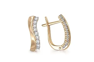 Серьги из жёлтого золота с 18 фианитами