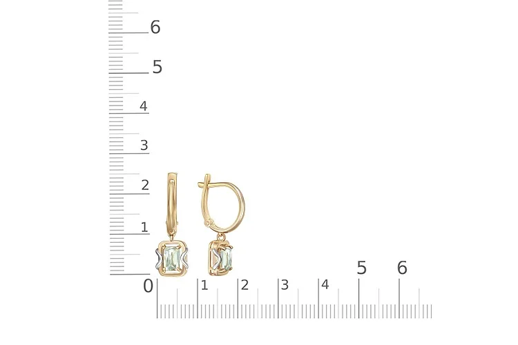 Серьги из жёлтого золота с 2 аметистами