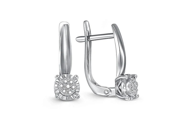 Серьги Малинки из белого золота с 14 бриллиантами