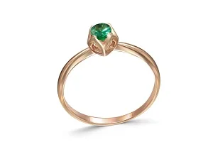 Кольцо помолвочное из красного золота с изумрудом
