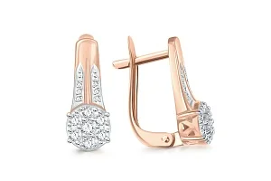 Серьги из красного золота с 26 фианитами