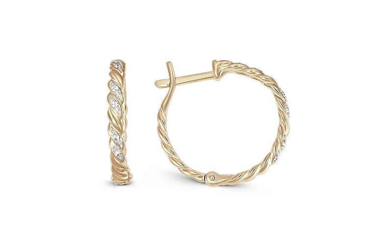 Серьги Дорожки из жёлтого золота с 12 бриллиантами