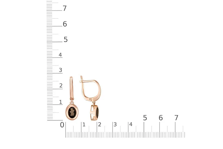 Серьги из красного золота с 2 раухтопазами