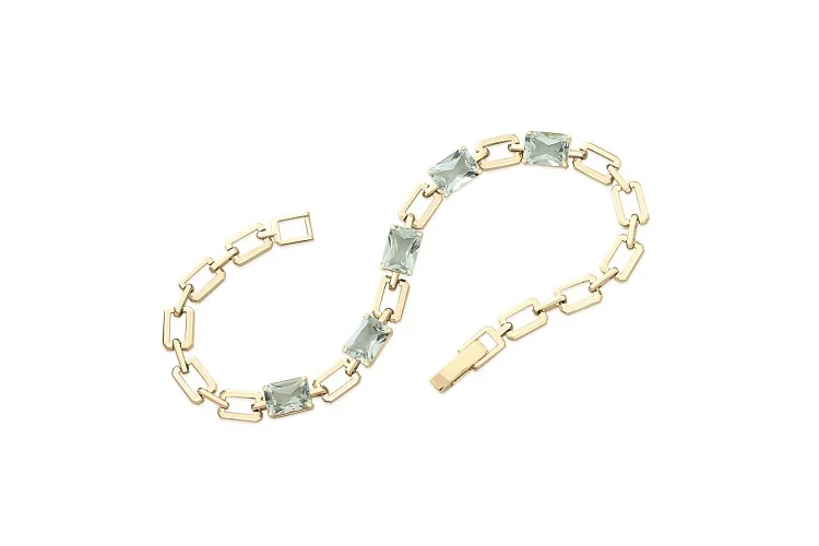 Браслет Дорожка из жёлтого золота с 5 празиолитами