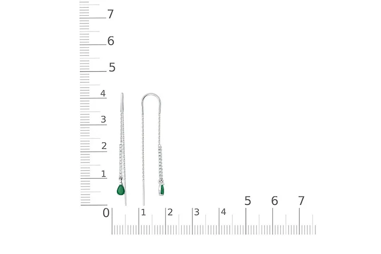 Серьги-продёвки Дорожки из белого золота с 2 агатами и 20 фианитами