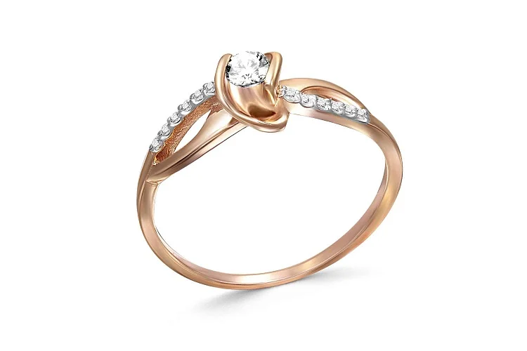 Кольцо из красного золота с 13 бриллиантами