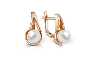 Серьги из красного золота с 2 жемчужинами