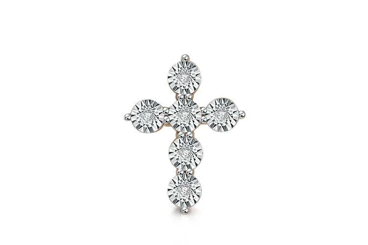 Крест из красного золота с 6 бриллиантами